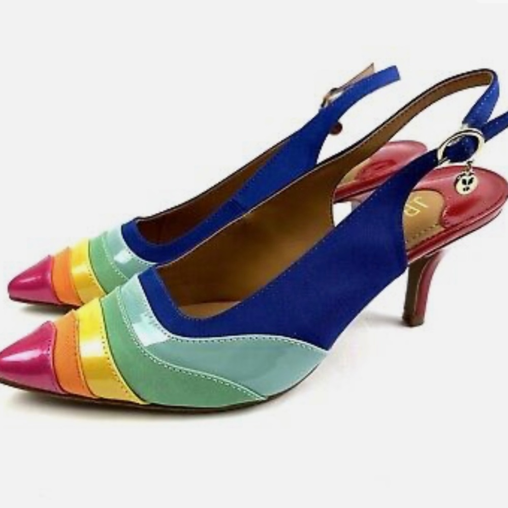 JRENEE/New Harra Rainbow. Patent Leather Women’s Size 10 Slingback Pumps